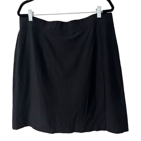 Eileen Fisher Flat Front Elastic Waist Straight Mini Skirt Black Size Large - Picture 1 of 8